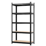 Giantz Garage Shelving 1.6X0.8m Warehouse Shelves Storage Rack Pallet Racking Black - Front View