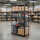Giantz Garage Shelving 1.6X0.8m Warehouse Shelves Storage Rack Pallet Racking Black - Side View