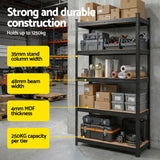 Giantz Garage Shelving 1.6X0.8m Warehouse Shelves Storage Rack Pallet Racking Black - 45-Degree Angle