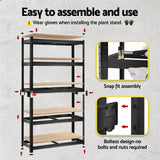 Giantz Garage Shelving 1.6X0.8m Warehouse Shelves Storage Rack Pallet Racking Black - Extra Image