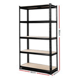 Giantz 1.8M Garage Shelving Warehouse Rack Pallet Racking Storage Shelve Black - Front View