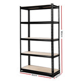 Giantz 1.8M Garage Shelving Warehouse Rack Pallet Racking Storage Shelve Black - Front View