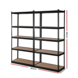 Giantz 2x1.8M Garage Shelving Warehouse Rack Pallet Racking Storage Shelve Black - Front View