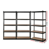 Giantz 3x1.8M Garage Shelving Warehouse Rack Pallet Racking Storage Shelve Black - Front View