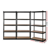 Giantz 3x1.8M Garage Shelving Warehouse Rack Pallet Racking Storage Shelve Black - Front View