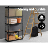 Giantz 5x1.8M Garage Shelving Warehouse Rack Pallet Racking Storage Shelve Black - Side View