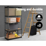 Giantz 2x1.8M Garage Shelving Warehouse Rack Pallet Racking Storage Charcoal - Side View