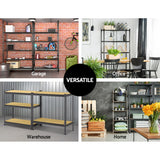 3x1.8M 5-Shelves Steel Warehouse Shelving Racking Garage Storage Rack Grey - Rear View