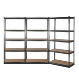 3x1.8M 5-Shelves Steel Warehouse Shelving Racking Garage Storage Rack Grey - Close-Up Angle