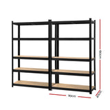 Giantz 2x1.8M Garage Shelving Warehouse Rack Pallet Racking Storage Shelf Black - Front View