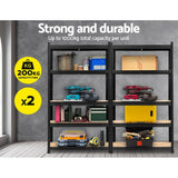 Giantz 2x1.8M Garage Shelving Warehouse Rack Pallet Racking Storage Shelf Black - Side View