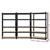 Giantz 3x1.8M Garage Shelving Warehouse Rack Pallet Racking Storage Shelf Black - Front View