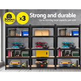 Giantz 3x1.8M Garage Shelving Warehouse Rack Pallet Racking Storage Shelf Black - Side View