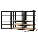 Giantz 5x1.8M Garage Shelving Warehouse Rack Pallet Racking Storage Shelf Black - Front View