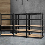 Giantz 5x1.8M Garage Shelving Warehouse Rack Pallet Racking Storage Shelf Black - Close-Up Angle