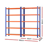 2 x 1.8M Giantz Garage Shelving Warehouse Rack - Front View