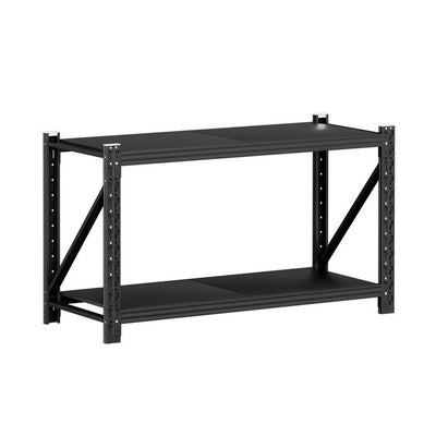 Giantz 2 Tier Steel Garage Shelving Rack 1.5m x 0.9m, 200kg per Shelf, Black
