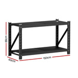 Giantz 2x 0.9M Garage Shelving Workbench Warehouse Rack - Front View