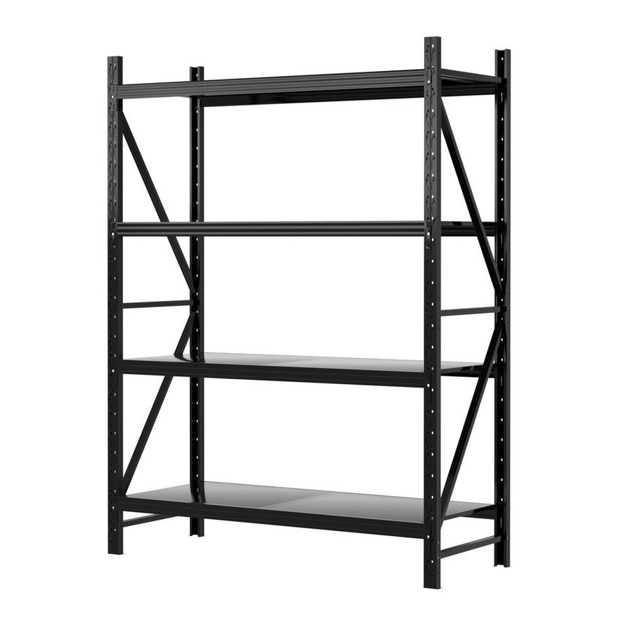 Giantz 4 tier garage shelving warehouse rack, 1.5m x 0.6m x 2m, black steel, image 7