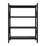 Giantz 4 tier garage shelving warehouse rack, 1.5m x 0.6m x 2m, black steel, adjustable shelf levels