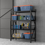 Giantz 4 tier garage shelving warehouse rack, 1.5m x 0.6m x 2m, black steel