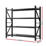 Giantz 2Mx1.8M Garage Shelving Warehouse Rack Pallet Racking Storage Shelf Black - Front View