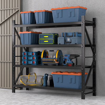 Giantz Garage Shelving 2m x 1.8m, 4 Tier Steel Warehouse Rack, 200kg per Shelf, Black