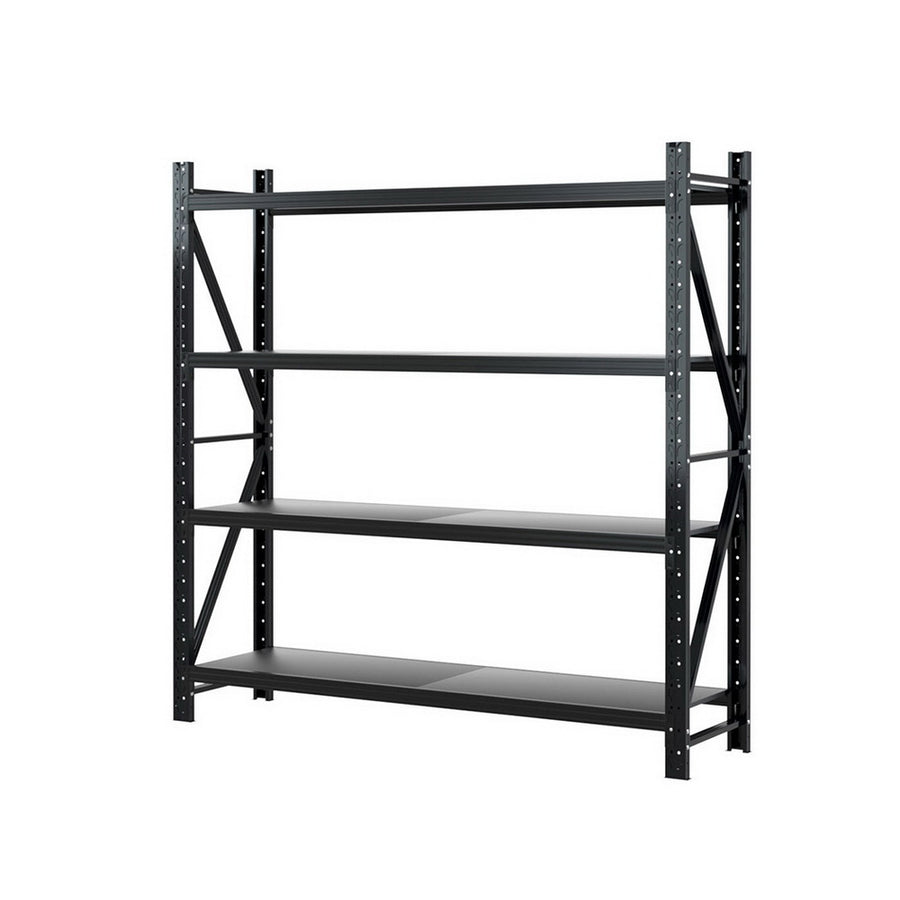 Giantz black 2M x 2M 4 tier steel warehouse shelving rack, image 7