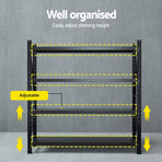 Giantz black 2M x 2M 4 tier steel warehouse shelving rack, rust-resistant black finish