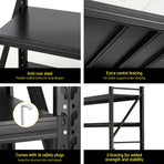 Giantz black 2M x 2M 4 tier steel warehouse shelving rack, image 6