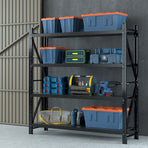 Giantz black 2M x 2M 4 tier steel warehouse shelving rack