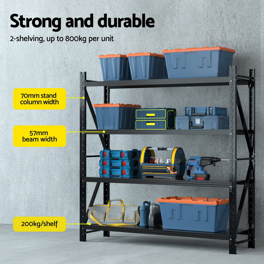 Giantz 4Mx2M Garage Shelving Warehouse Rack Black, image 4