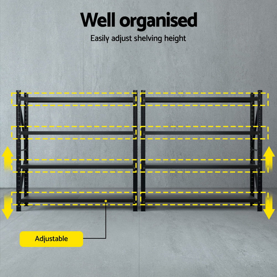 Giantz 4Mx2M Garage Shelving Warehouse Rack Black, image 5
