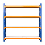 Giantz 2M x 2M 4 tier steel garage shelving rack, orange and blue, adjustable shelf beams