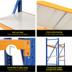 Giantz 2M x 2M 4 tier steel garage shelving rack, orange and blue, image 6