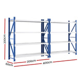 Giantz 4Mx2M Garage Shelving Warehouse Rack Blue - Front View