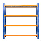 Giantz 2M x 2M 4 tier steel garage shelving rack, orange and blue, adjustable shelf beams