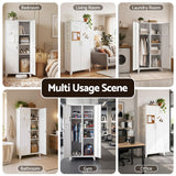 Artiss 2-Door Wardrobe Lockable Cabinet Storage Closet Hanging Rail Adjustable Shelves Cream White - Extra Image