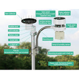 Devanti Weather Station Ultrasonic Anemometer Outdoor WiFi Rain Gauge Solar - 45-Degree Angle