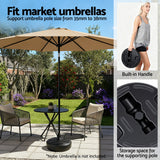 Instahut Outdoor Umbrella Base Weight Round Plastic Pole Holder 35-38mm Beach - 45-Degree Angle