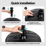 Instahut Outdoor Umbrella Base Weight Round Plastic Pole Holder 35-38mm Beach - Close-Up Angle