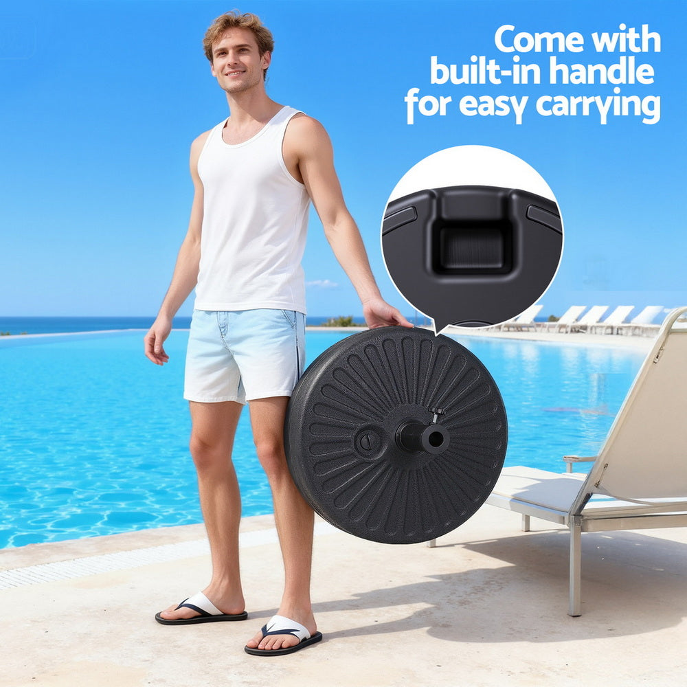 Instahut Outdoor Umbrella Base Weight Round Plastic Pole Holder 30-48mm Beach