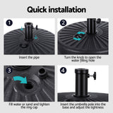 Instahut Outdoor Umbrella Base Weight Round Plastic Pole Holder 30-48mm Beach - Low Angle