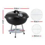 Grillz Charcoal BBQ Grill Portable with Lid for Camping Outdoor - Front View