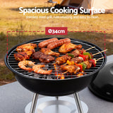 Grillz Charcoal BBQ Grill Portable with Lid for Camping Outdoor - Top-Down View