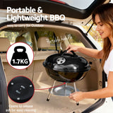 Grillz Charcoal BBQ Grill Portable with Lid for Camping Outdoor - Rear View