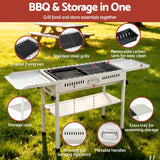 Grillz Portable BBQ Grill w/ Stainless Steel Racks & Pans for Outdoor - 45-Degree Angle