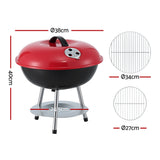 Grillz Charcoal BBQ Grill Portable with Lid for Camping Outdoor - Side View