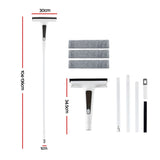 Giantz Window Cleaner Mirror Car, Spray Scrub Squeegee 136cm Extendable Long Handle with Water Tank 3 Microfiber Pads, Glass Scrubber for High Windows Home Car Mirror, White - Front View