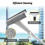 Giantz Window Cleaner Mirror Car, Spray Scrub Squeegee 136cm Extendable Long Handle with Water Tank 3 Microfiber Pads, Glass Scrubber for High Windows Home Car Mirror, White - Top-Down View